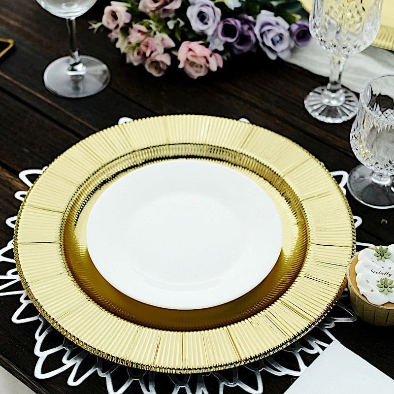 25 Round 13" Disposable Paper Charger Plates with Metallic Rim
