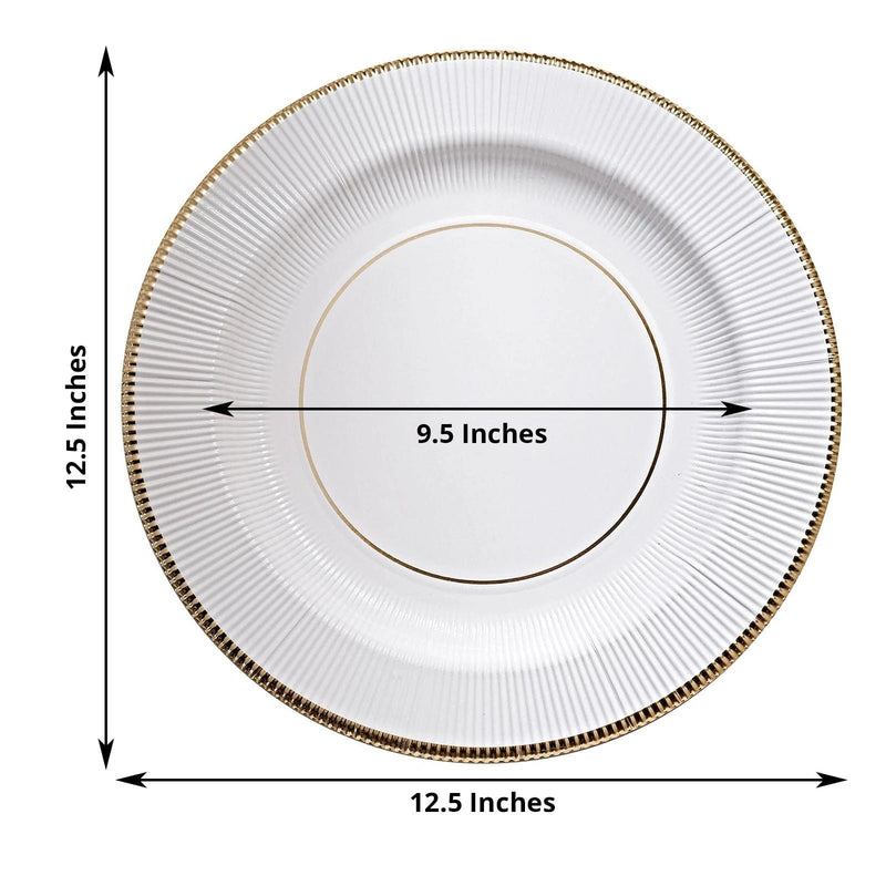25 Round 13" Disposable Paper Charger Plates with Metallic Rim