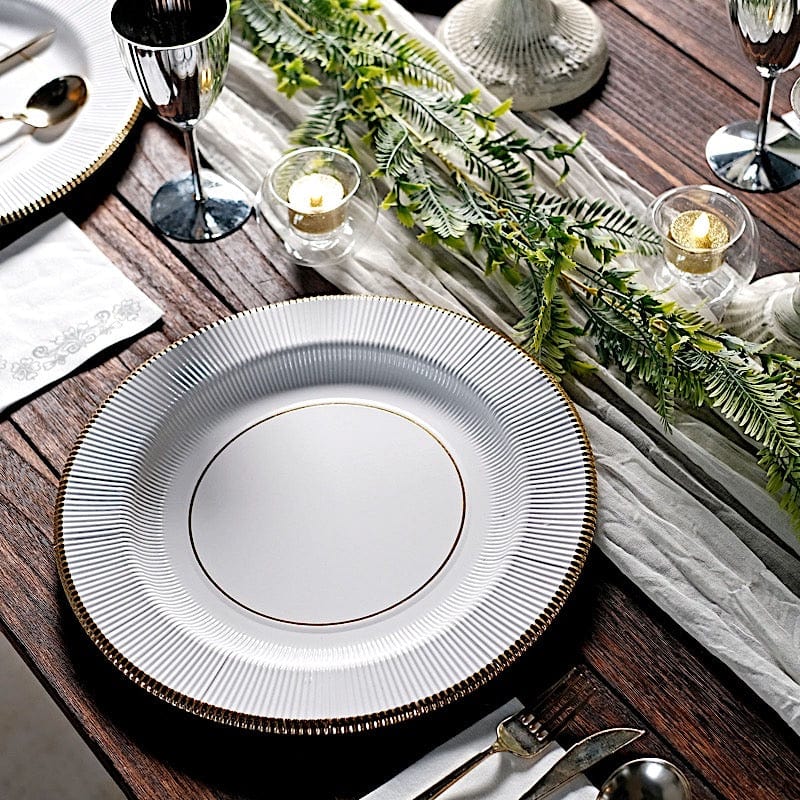 25 Round 13" Disposable Paper Charger Plates with Metallic Rim