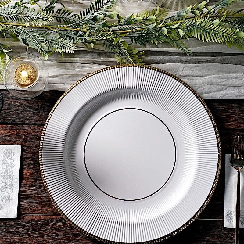 25 Round 13" Disposable Paper Charger Plates with Metallic Rim