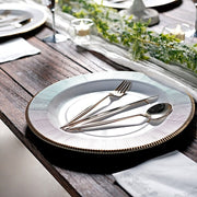 25 Round 13" Disposable Paper Charger Plates with Metallic Rim