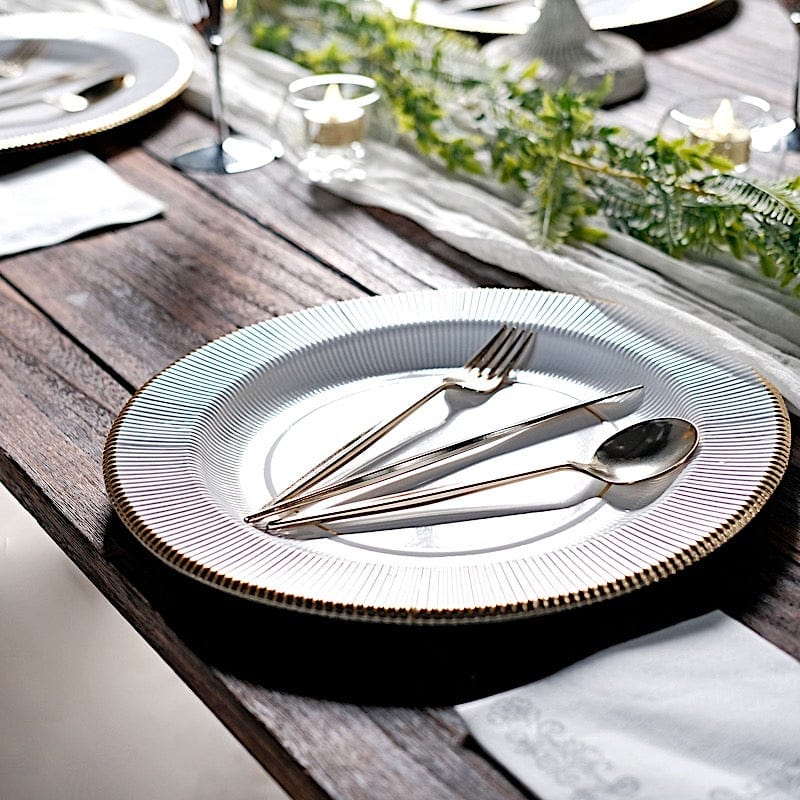 25 Round 13" Disposable Paper Charger Plates with Metallic Rim