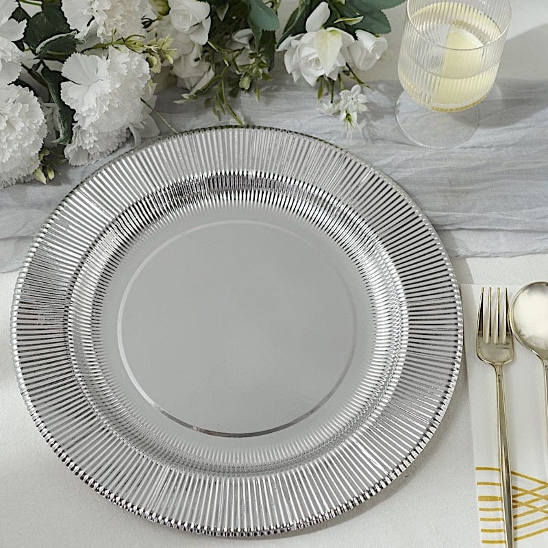 25 Round 13" Disposable Paper Charger Plates with Metallic Rim