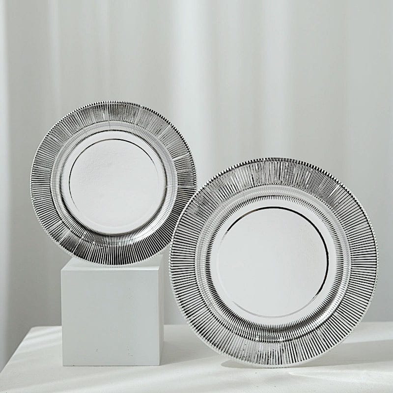 25 Round 13" Disposable Paper Charger Plates with Metallic Rim