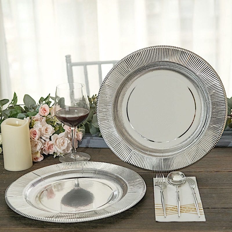 25 Round 13" Disposable Paper Charger Plates with Metallic Rim