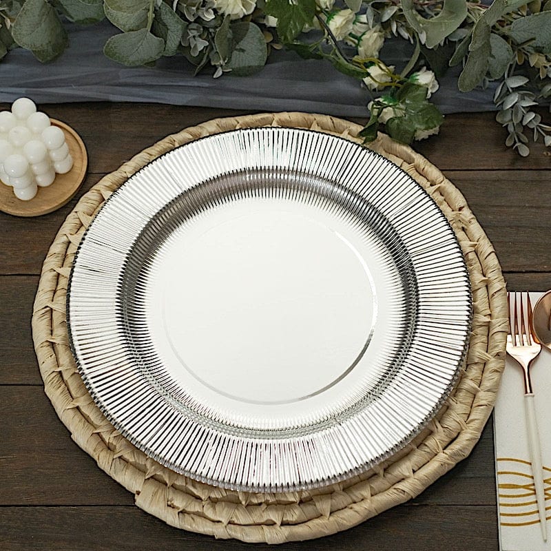25 Round 13" Disposable Paper Charger Plates with Metallic Rim