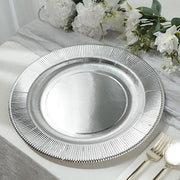 25 Round 13" Disposable Paper Charger Plates with Metallic Rim