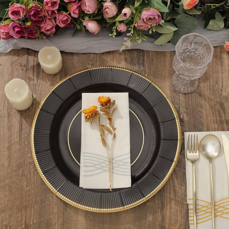 25 Round 13" Disposable Paper Charger Plates with Metallic Rim