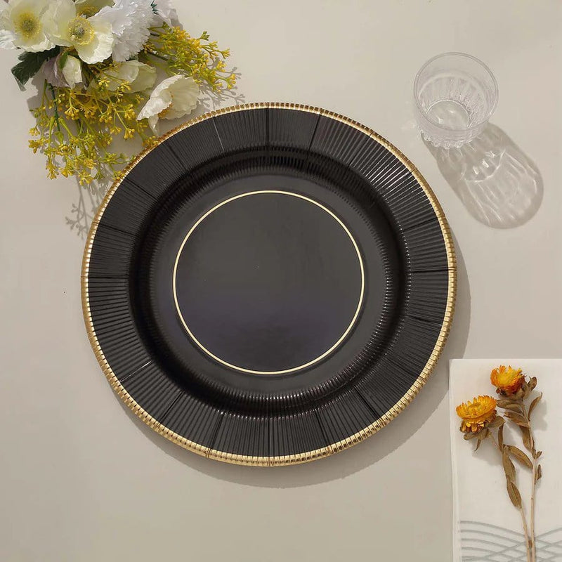 25 Round 13" Disposable Paper Charger Plates with Metallic Rim