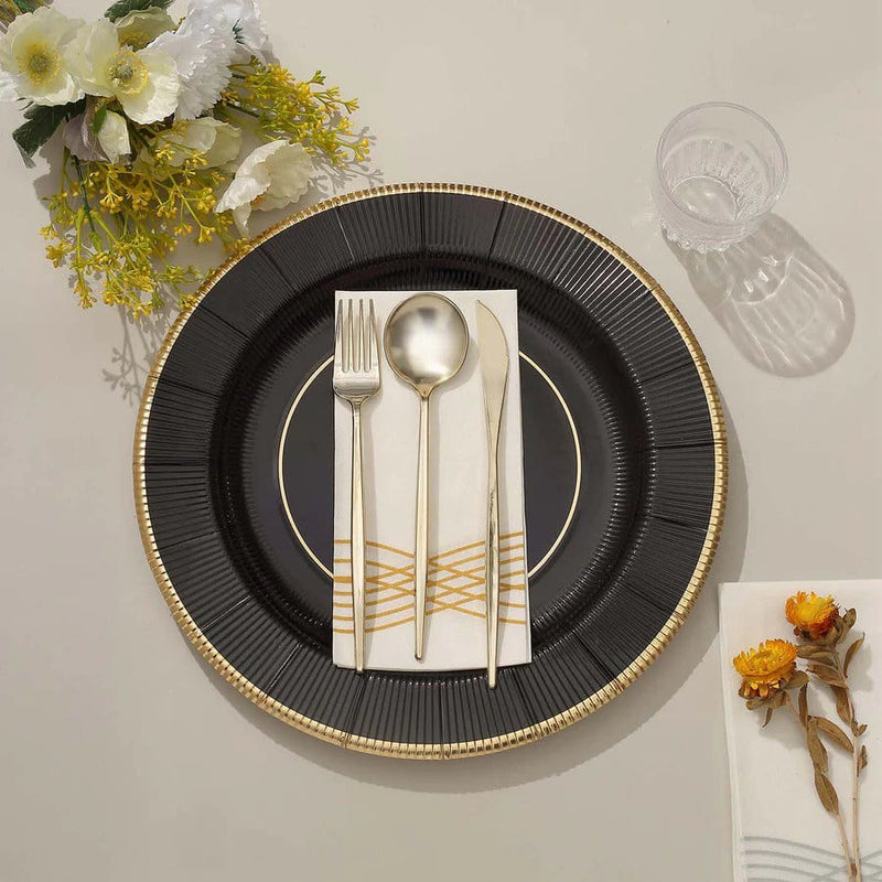 25 Round 13" Disposable Paper Charger Plates with Metallic Rim