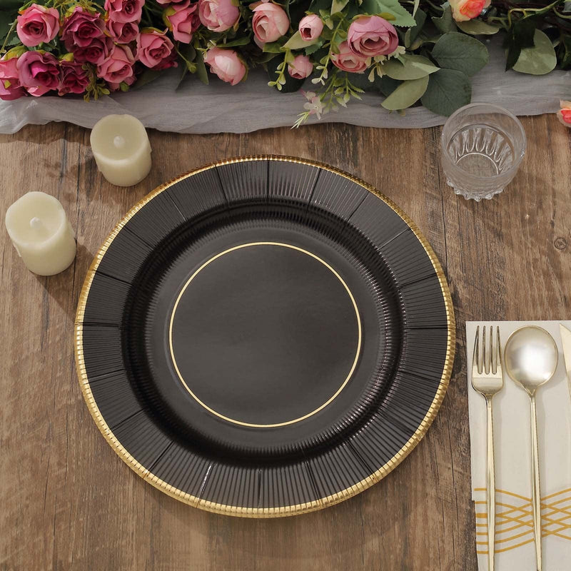 25 Round 13" Disposable Paper Charger Plates with Metallic Rim