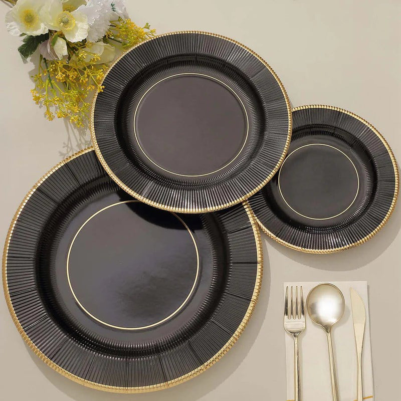 25 Round 13" Disposable Paper Charger Plates with Metallic Rim