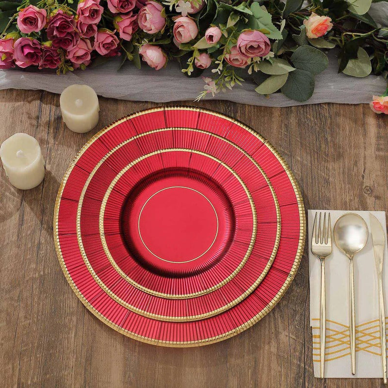 25 Round 13" Disposable Paper Charger Plates with Metallic Rim