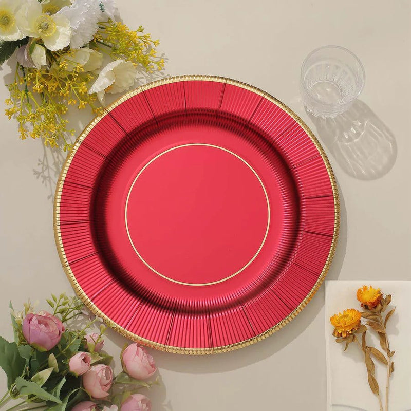 25 Round 13" Disposable Paper Charger Plates with Metallic Rim