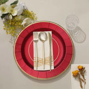 25 Round 13" Disposable Paper Charger Plates with Metallic Rim