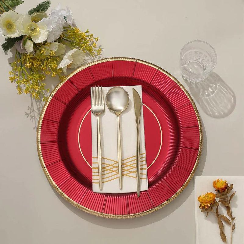 25 Round 13" Disposable Paper Charger Plates with Metallic Rim
