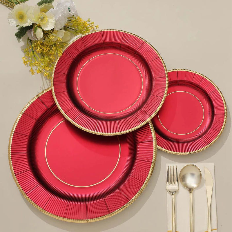25 Round 13" Disposable Paper Charger Plates with Metallic Rim
