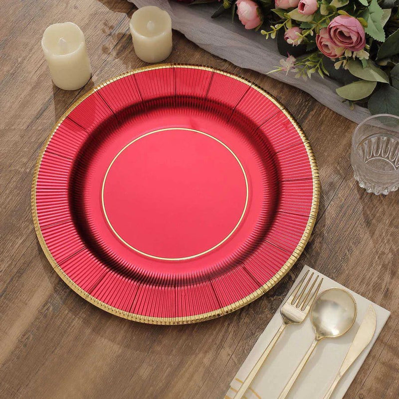 25 Round 13" Disposable Paper Charger Plates with Metallic Rim