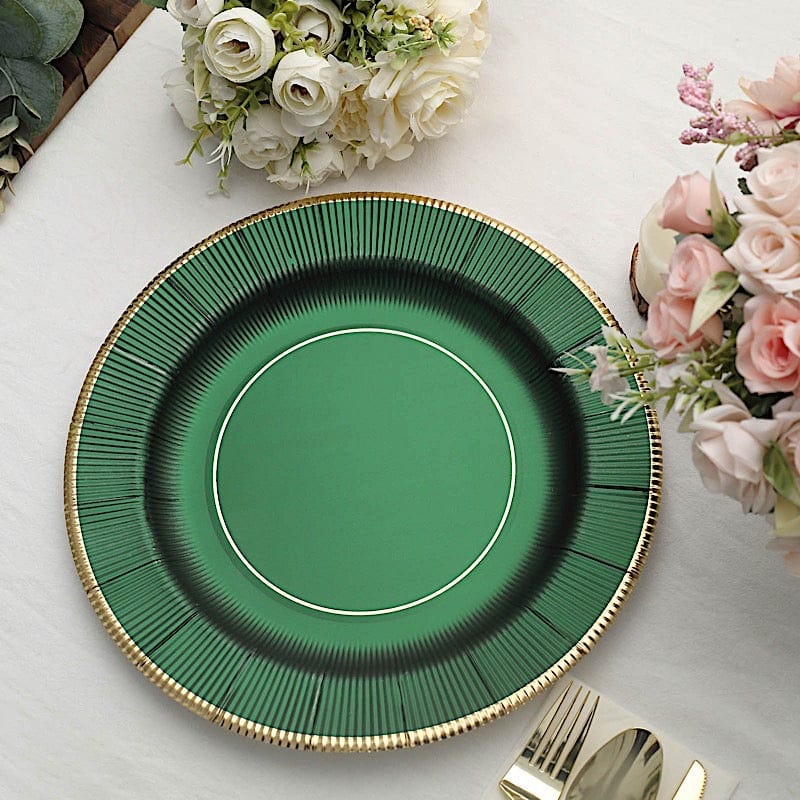 25 Round 13" Disposable Paper Charger Plates with Metallic Rim