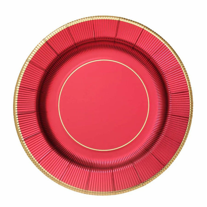 25 Round 13" Disposable Paper Charger Plates with Metallic Rim DSP_CHRG_R0011_BURG