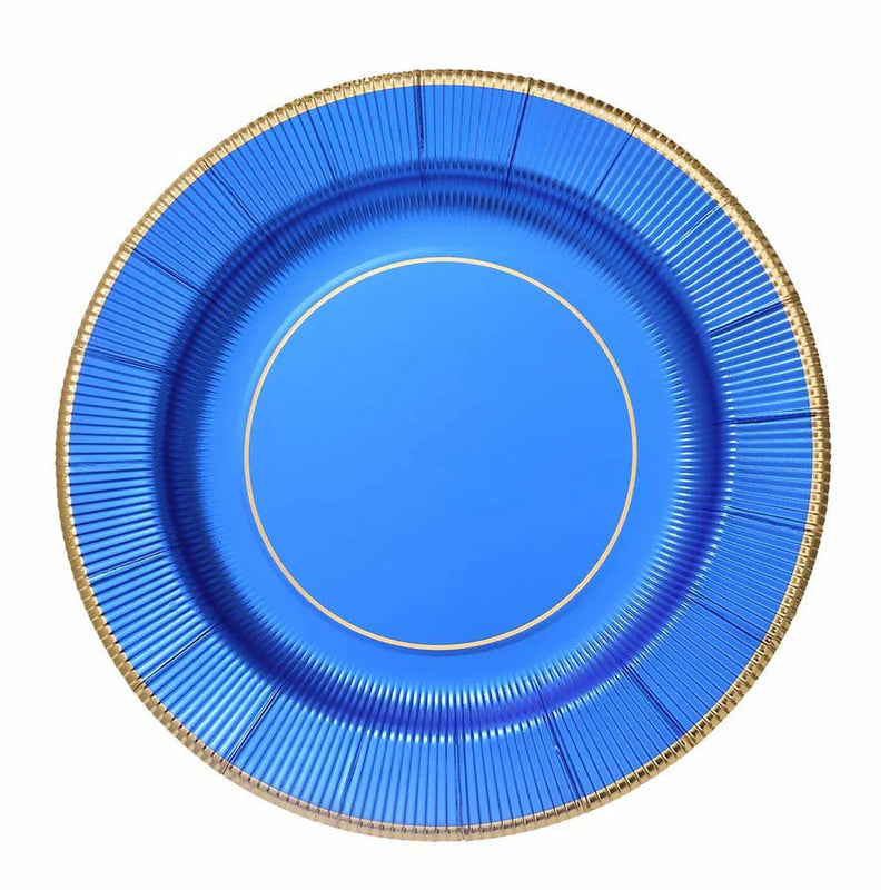 25 Round 13" Disposable Paper Charger Plates with Metallic Rim DSP_CHRG_R0011_ROY
