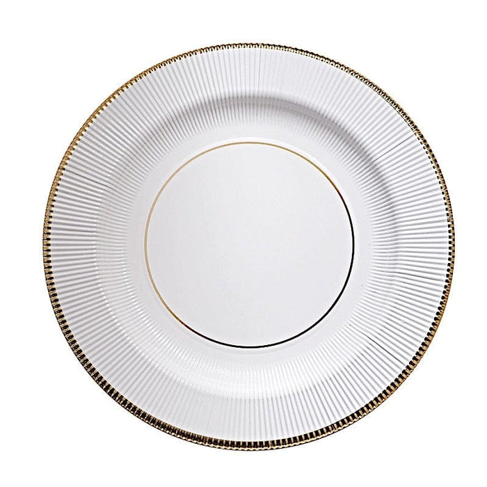 25 Round 13" Disposable Paper Charger Plates with Metallic Rim DSP_CHRG_R0011_WHTGD