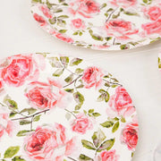 25 Round 7" Disposable Paper Plates Flower Design - White and Pink DSP_PPR0005_7_FLO