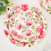 25 Round 7" Disposable Paper Plates Flower Design - White and Pink DSP_PPR0005_7_FLO