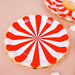 25 Round Paper Plates with Gold Scalloped Trim and Stripes Design - Disposable Tableware DSP_PPR0003_7_RED