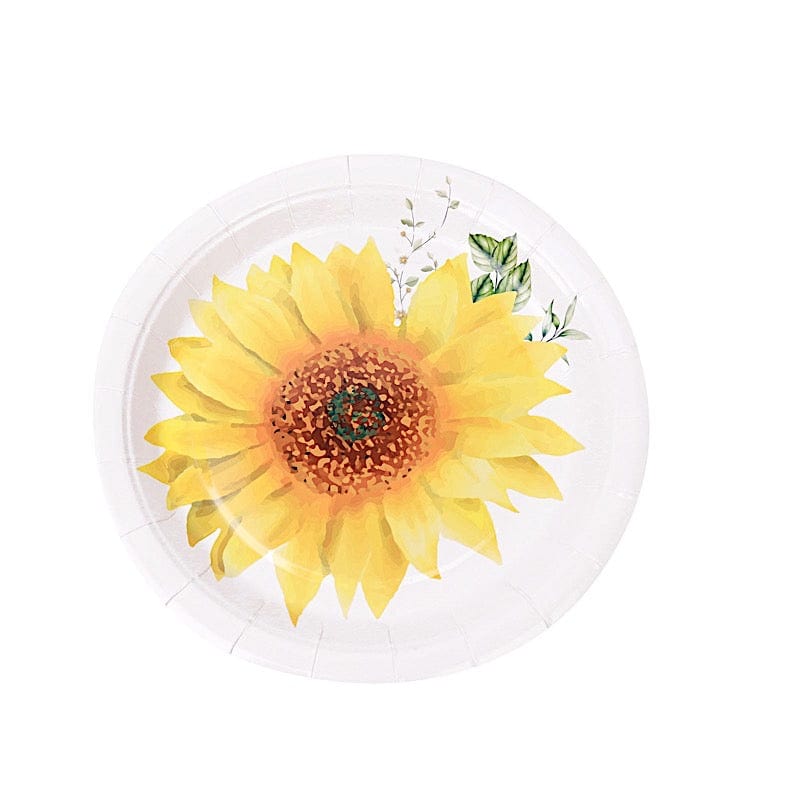 25 Round Paper Plates with Sunflower Design - Disposable Tableware DSP_PPR0006_7_SUN