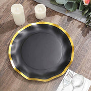 25 Round Wavy Rim Dinner Salad Plates - Disposable Tableware