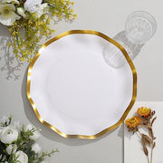 25 Round Wavy Rim Dinner Salad Plates - Disposable Tableware