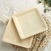 25 Square 9" Natural Poplar Wood Dinner Plates - Disposable Tableware BIRC_P007_9