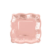 25 Square Paper Dessert Dinner Plates Scroll Design Rim - Disposable Tableware