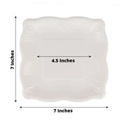 25 Square Paper Dessert Dinner Plates Scroll Design Rim - Disposable Tableware