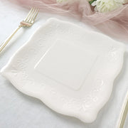 25 Square Paper Dessert Dinner Plates Scroll Design Rim - Disposable Tableware
