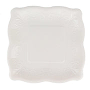 25 Square Paper Dessert Dinner Plates Scroll Design Rim - Disposable Tableware