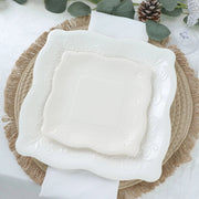 25 Square Paper Dessert Dinner Plates Scroll Design Rim - Disposable Tableware