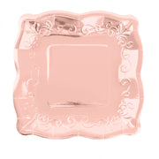 25 Square Paper Dessert Dinner Plates Scroll Design Rim - Disposable Tableware DSP_PPS0001_11_RG