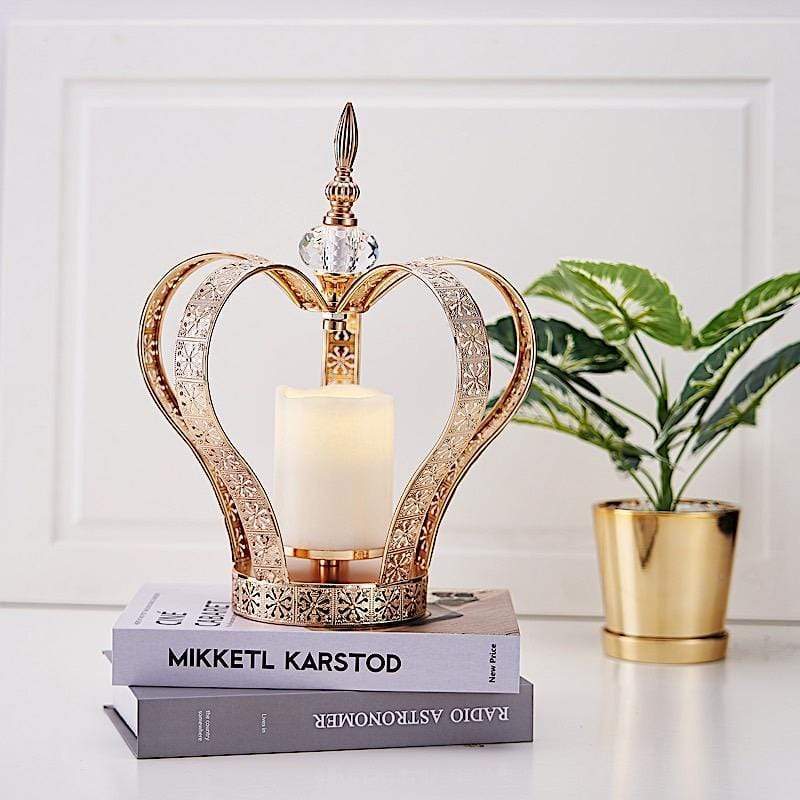 25" tall Metal Crown Stand with Glass Votive Candle Holder - Gold CHDLR_CAND_031_M_GOLD
