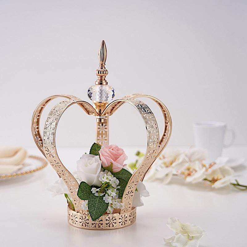 25" tall Metal Crown Stand with Glass Votive Candle Holder - Gold CHDLR_CAND_031_M_GOLD