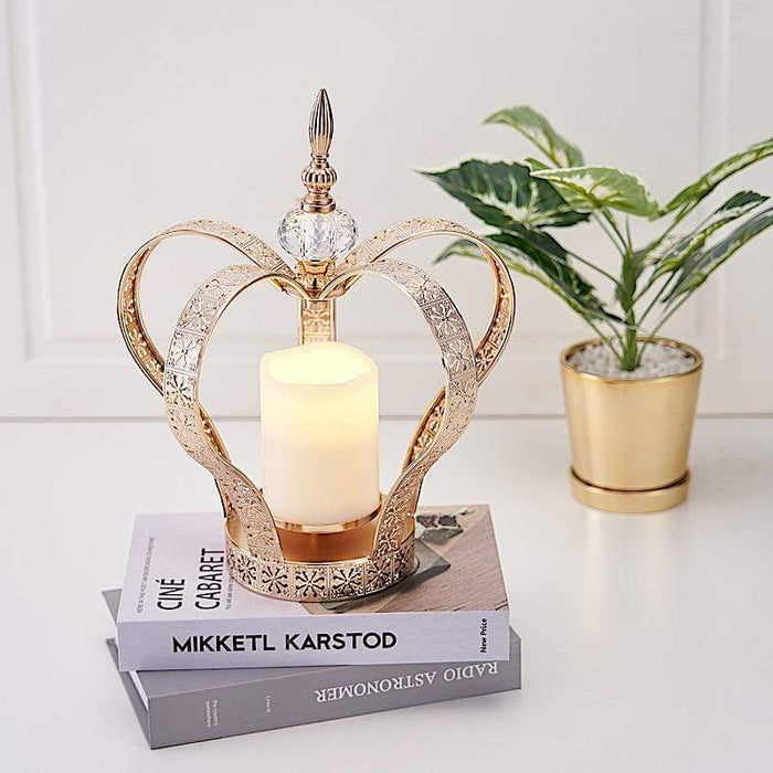 25" tall Metal Crown Stand with Glass Votive Candle Holder - Gold CHDLR_CAND_031_M_GOLD