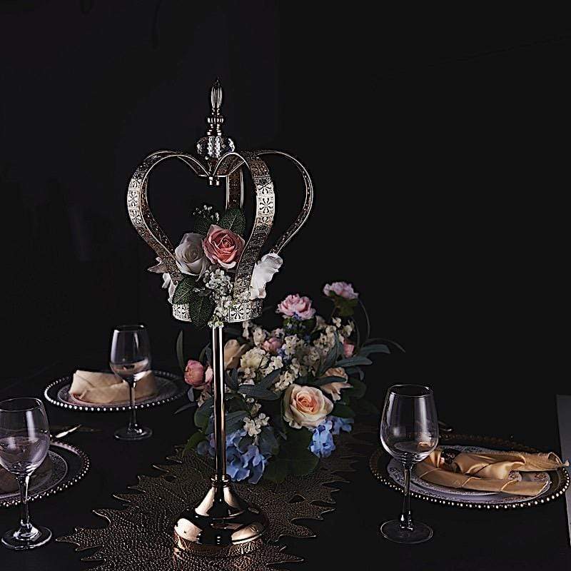 25" tall Metal Crown Stand with Glass Votive Candle Holder - Gold CHDLR_CAND_031_M_GOLD