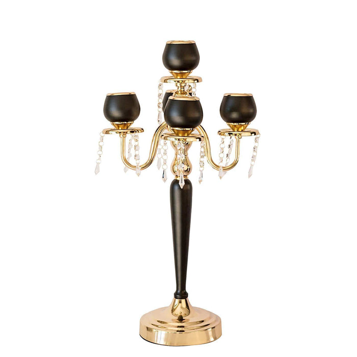25" tall Metallic Votive Candle Holders with Clear Crystals - Gold and Black CHDLR_CAND_017_GDBLK