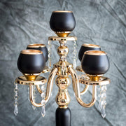 25" tall Metallic Votive Candle Holders with Clear Crystals - Gold and Black CHDLR_CAND_017_GDBLK