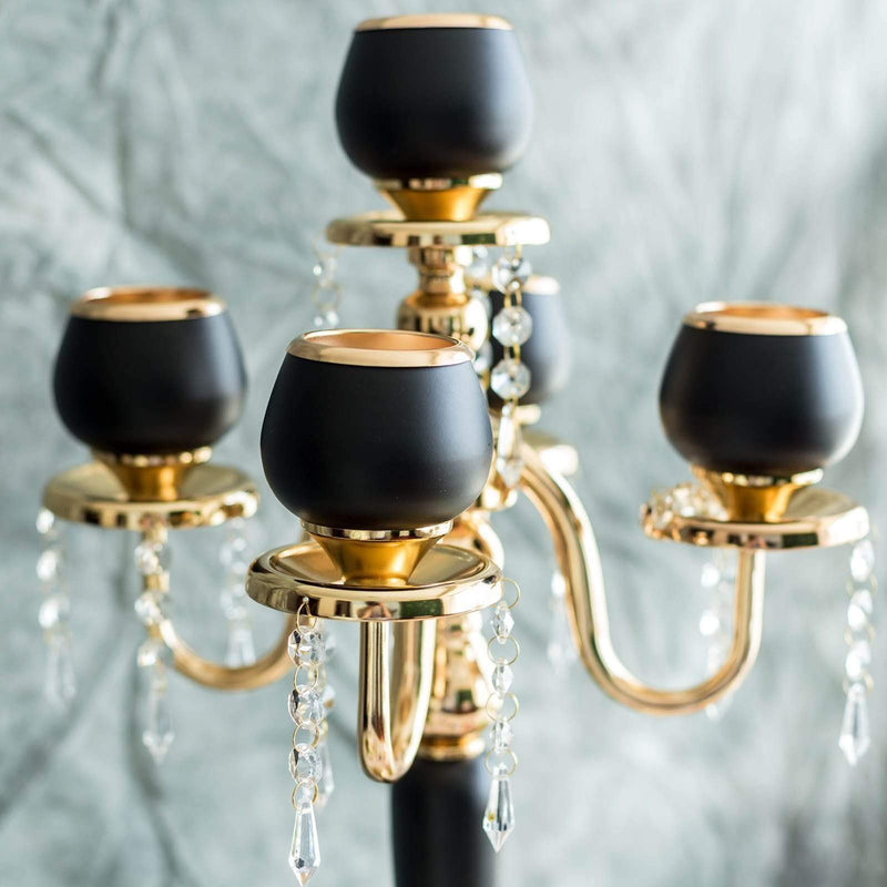 25" tall Metallic Votive Candle Holders with Clear Crystals - Gold and Black CHDLR_CAND_017_GDBLK