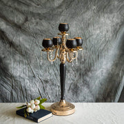 25" tall Metallic Votive Candle Holders with Clear Crystals - Gold and Black CHDLR_CAND_017_GDBLK