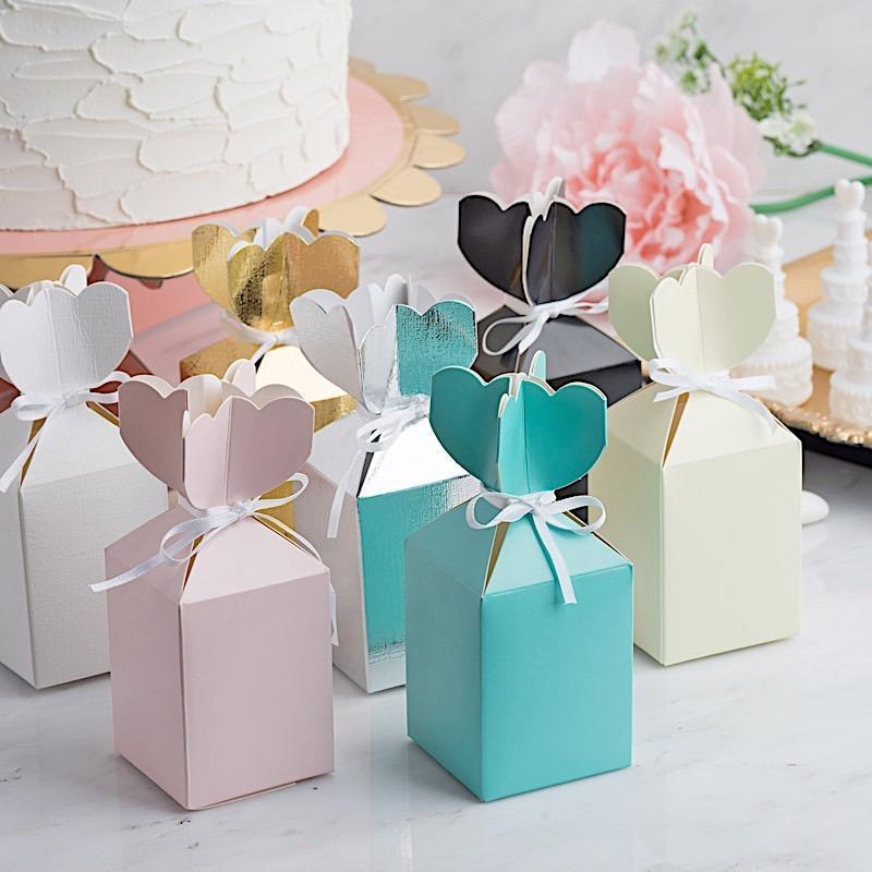 Wedding Favor Boxes with Satin Ribbons