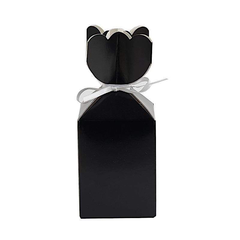 25 Vase Wedding Favor Boxes with Satin Ribbons BOX_FLO_BLK