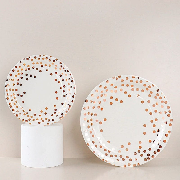 Disposable Tableware Polka Dot Paper Plates 25 White Round Paper